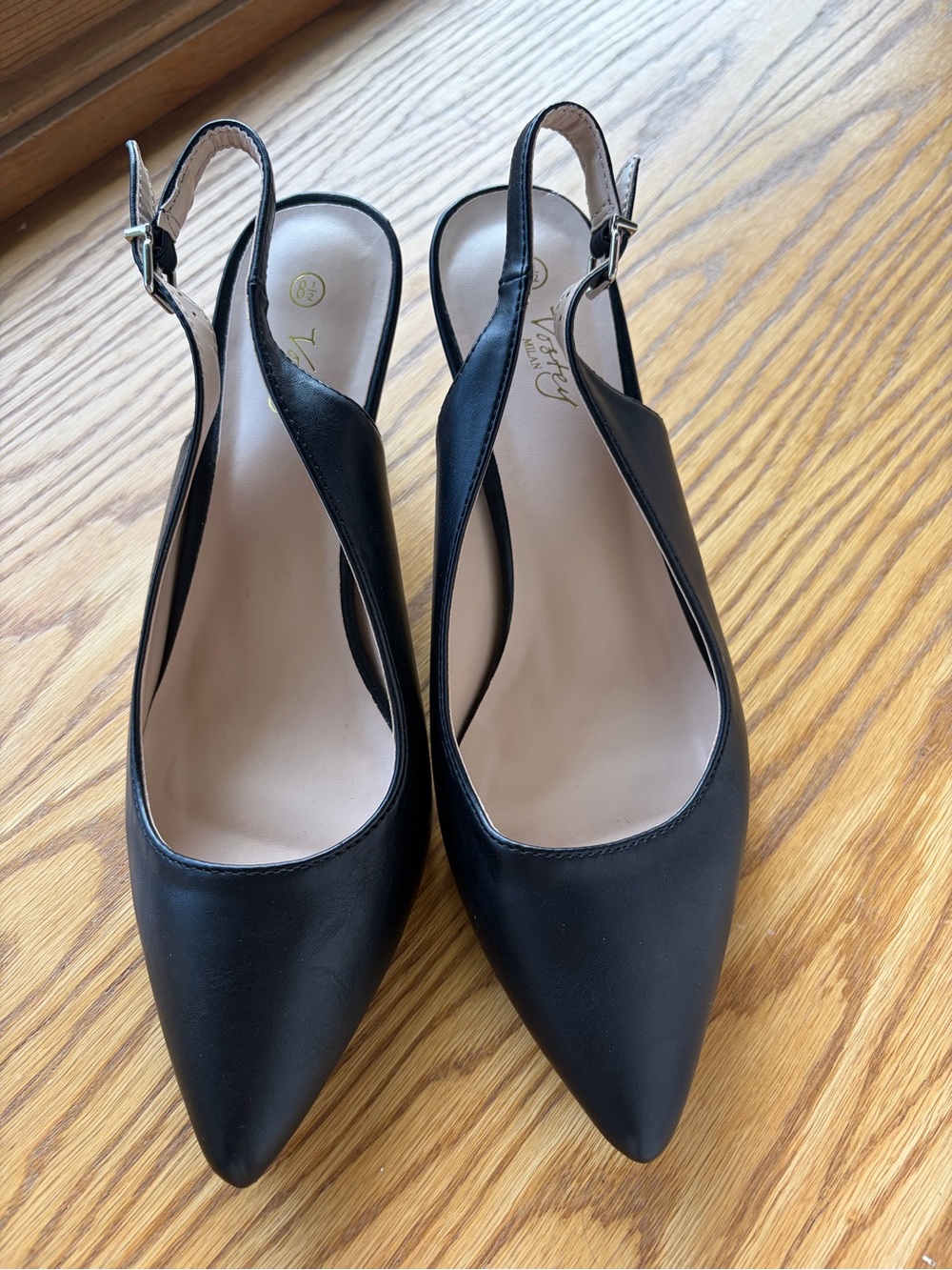 Black Slingback Pointed-Toe heels by Vostey Brand